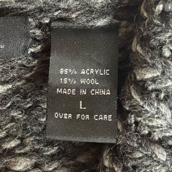 Vintage 90's Express Charcoal Grey Wool Blend Belted Longline Cardigan Sweater L - Picture 13 of 13